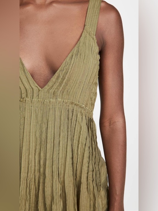 NWOT Free People Frankie Pintuck Cotton Olive Green Maxi Dress - Picture 6 of 16